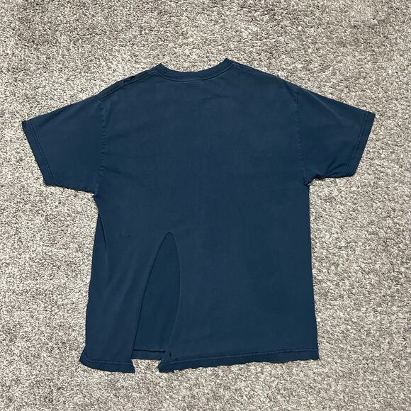 Vintage Thrashed Shirt Distressed Graphic Tee y2k Grunge Aesthetic Navy Blue - Picture 6 of 8